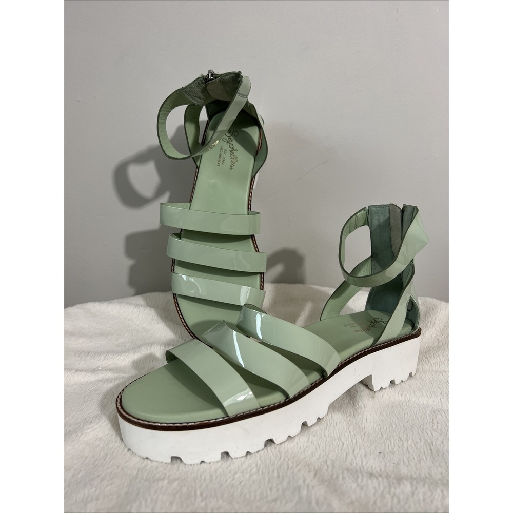 Seychelles Mint Green White Patent Leather Chunky Gladiator Sandals Size 9